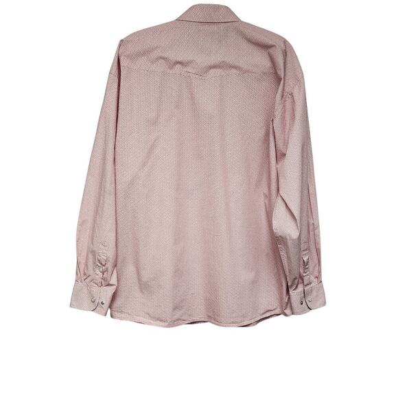 Panhandle Vintage Men Geometric Slim Pearl Snap Buttons Western Pink Shirt XL - Picture 2 of 7